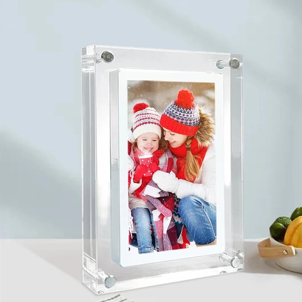 Acrylic Digital Photo Frame 5/7 Inch 1000Mah Vertical Display IPS Screen 2G Memory Battery Porta Retrato Digital